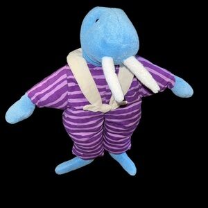 Vtg 2000 Rich Frog Bill The Walrus Blue Terry Cloth Plush Purple Striped Outfit
